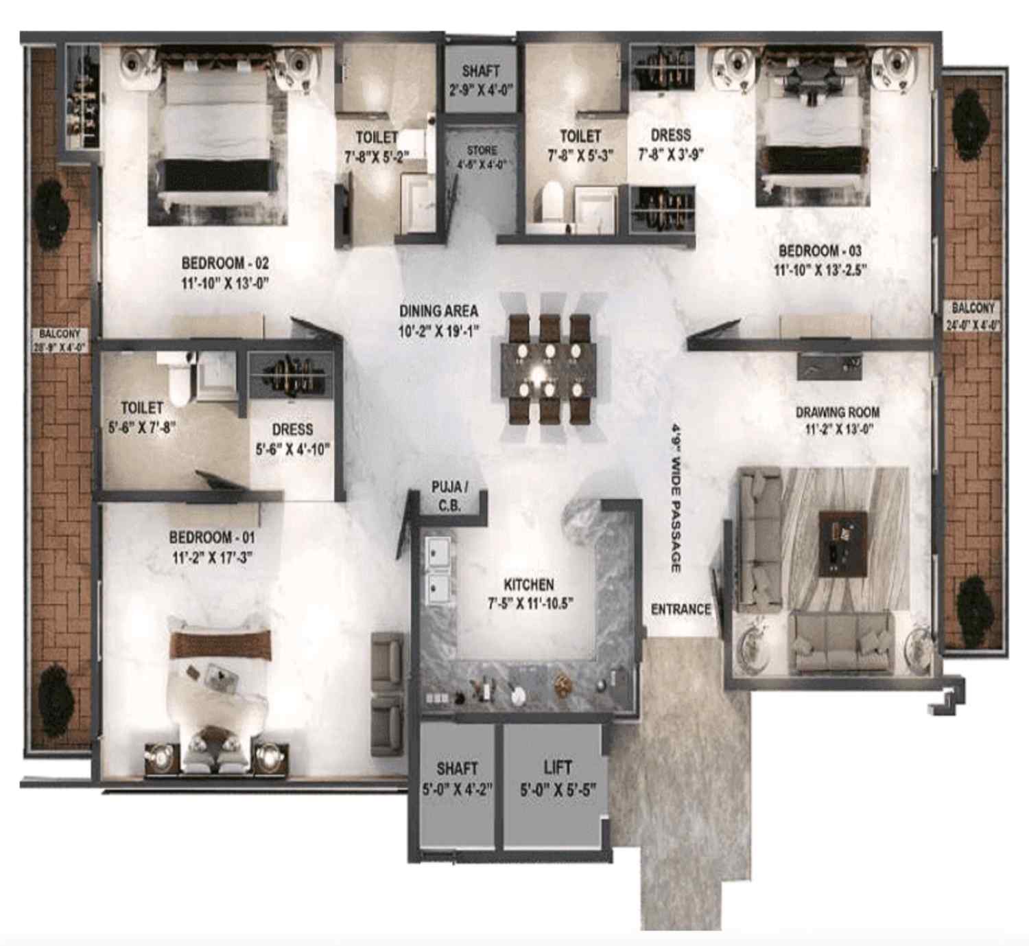 3BHK Apartment in Mohali Noble Willasa